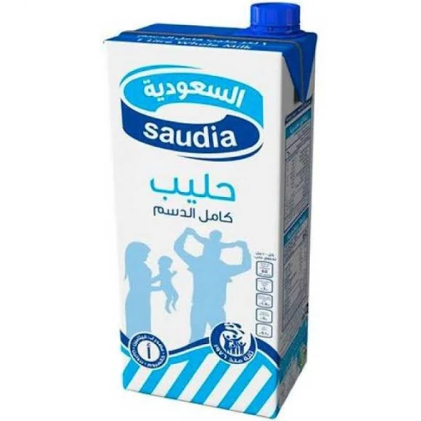 Saudia full fat milk 1 L x 12 - carton