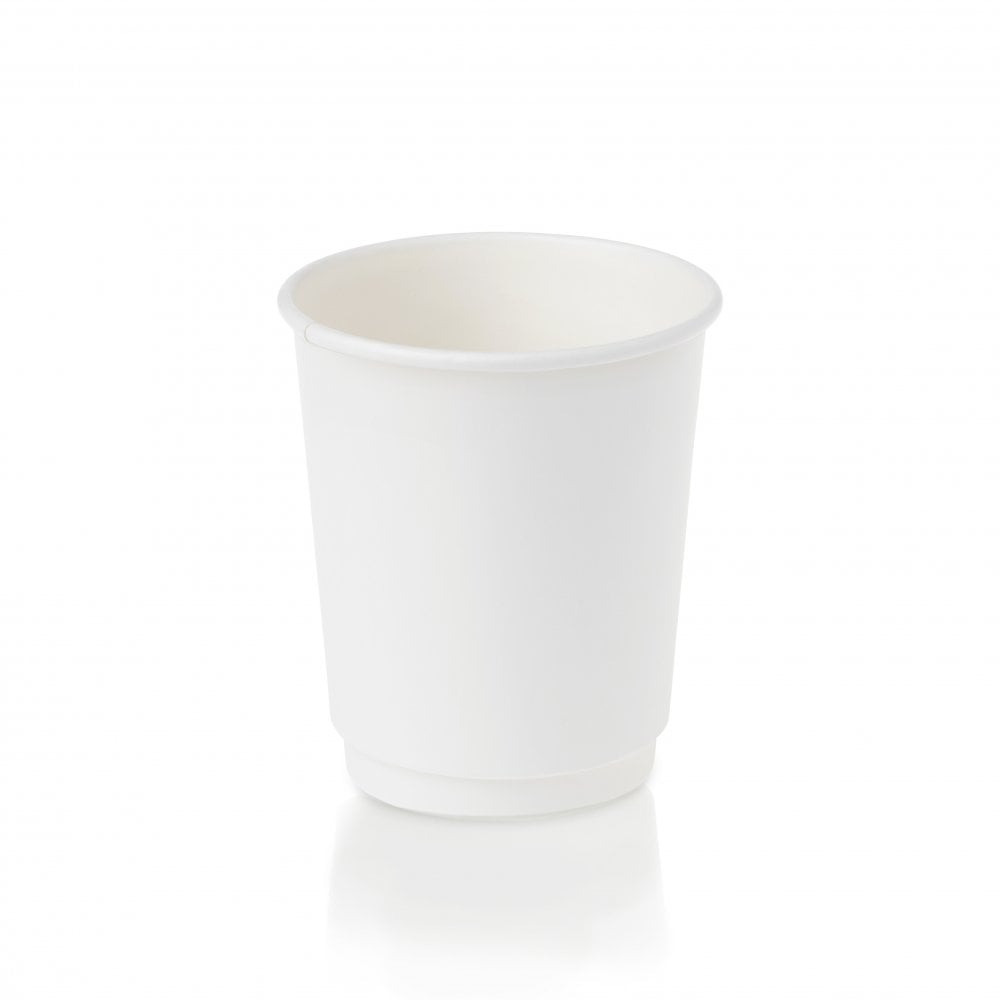 Double Wall White Paper Cups 8 oz × 500 pcs - Carton