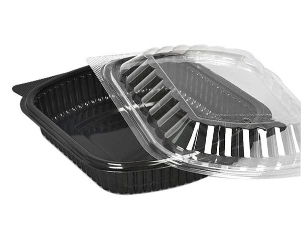 Black microwave plate With Lid 1 partition