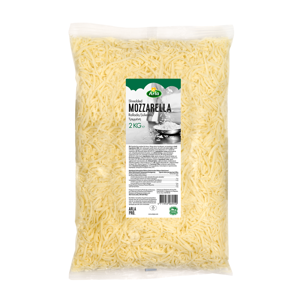 Arla grated mozzarella 2kg*6 - carton